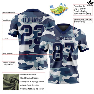 Maillot de football américain personnalisé pour homme, col en V, manches courtes, polyester sublimé anti-humidité, uniforme d'équipe personnalisé - Product Image 4