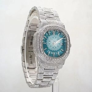 Reloj de Diamantes de 28 mm con Correa de Moissanita Plateada, Esfera de Cristal de Zafiro, Movimiento Analógico de Cuarzo ETA, Reloj de Lujo para Hombre, Resistente al Agua 10 m - Product Image 2