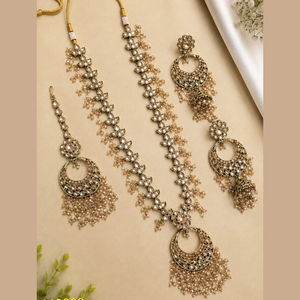 Ensemble de colliers longs pour femmes JeweleMarket, plaqué or, avec pierres en cristal et perles, style ethnique, pour mariage, fiançailles, anniversaire - Product Image 2