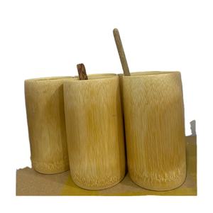 Gobelet à thé en bambou personnalisé et durable 99 tasse à couvercle naturel en or avec soucoupe tasse écologique réutilisable pour un usage quotidien - Product Image 1