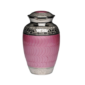 Urnes funéraires en laiton de haute qualité pour adultes, avec gravure, finition en étain et émail rose, pour cendres humaines. - Product Image 1