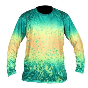 T-shirts de pêche pour hommes à manches longues, de haute qualité, unis, col rond, en Spandex/Polyester 50, anti-UV, séchage rapide, logo personnalisé - Product Image 1