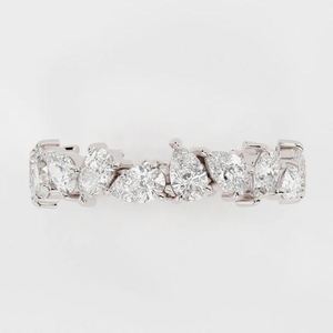 Anillo de Eternidad Completo con Moissanita Corte Pera, Plata de Ley 925, Chapado en Oro de 18K, Apilable, Certificado, Anillo de Lujo para Aniversario de Bodas 4 - Product Image 1