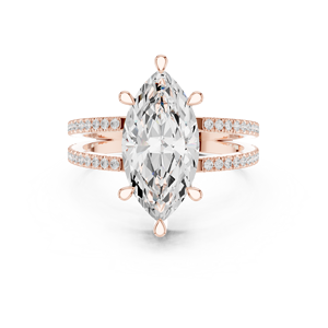 Classic <b>Split</b> Shank 14K Yellow Gold IGI Certified Lab Grown Diamond 3 CT Marquise Cut Anniversary Wedding Engagement Halo <b>Ring</b> - Product Image 5