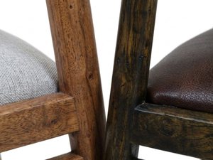 Chaise de salle à manger en bois massif de style mid-century modern avec assise rembourrée en similicuir pour salle à manger - Product Image 2