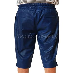 Shorts en cuir de couleur unie pour hommes, style vintage, légers, respirants, confortables, personnalisables, style streetwear - Product Image 2