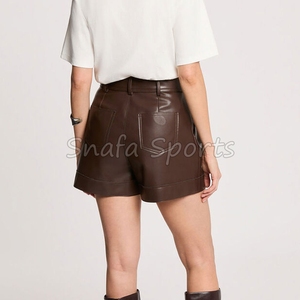 กางเกงขาสั้นหนังสั่งทำขายส่งสำหรับผู้ชายและผู้หญิง รุ่นล่าสุด ซิปสีม่วง กางเกงขาสั้นยาวระดับเข่าสำหรับผู้ชายและผู้หญิง - Product Image 2