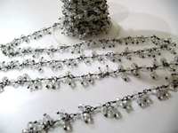 Chaîne de perles facettées en cristal de quartz, 4 mm, avec pendentif en forme de grappe