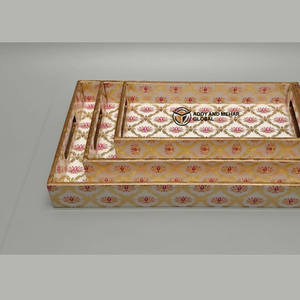 Pink Geometric Enamel Food-Safe Serving Tray Set of 3 – Modern Luxury MDF & <b>Paper</b> Nesting Trays for <b>Kitchen</b> Dining & Home Decor - Product Image 2