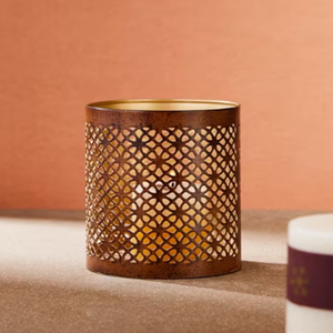 Brown Metal Cutwork Diamond Votive Holder Metal Votive Holders New design <b>copper</b> finish metal votive - Product Image 1