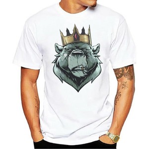 T-shirt blanc à manches courtes pour homme, imprimé floral lion, décontracté, été, respirant, tissu popeline, impression numérique, logo sur le devant - Product Image 6