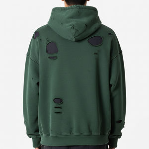 Sudadera con Capucha Extra Grande para Hombre, Estilo Vintage, Lavada, de Tela Gruesa, con Diseño de Agujeros Desgastados - Product Image 5