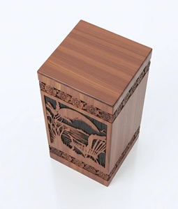 Urna Funeraria Artesanal de Madera de Palisandro con Grabado de Atardecer junto al Lago, Ecológica y Duradera, Estilo Americano - Product Image 4