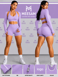 Ensemble de yoga 2 pièces en Spandex et Nylon respirant, ensemble de yoga 3 pièces en Spandex et Nylon, ensemble de yoga écologique en Spandex taille mi-haute - Product Image 4