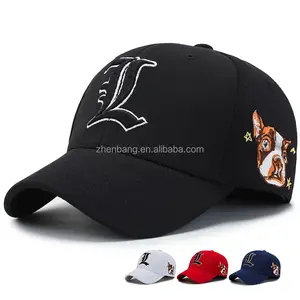 动物刺绣棒球帽3D刺绣斜纹6面板爸爸帽子弹性合身帽子