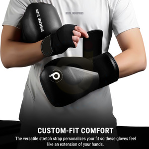 Nouveau modèle dernier cri, gants de boxe noirs et dorés, No Boxing No Life, gants d'entraînement professionnels à lacets, No Boxing No Life - Product Image 5