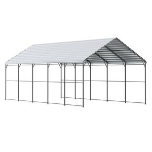 Robusto Carport in Metallo 13 X 26 per Esterni con Telaio in Acciaio Zincato, Garage con Tettoia Rimovibile - Product Image 1
