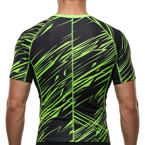 <b>Men</b> Short Sleeve Compression Shirt Black Neon Green Graphic Print Gym Fitness Running Sportswear Performance <b>Base</b> <b>Layer</b> - Product Image 4