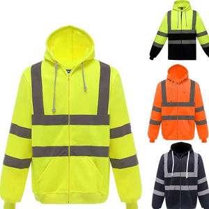 Sweat à capuche réfléchissant à haute visibilité avec fermeture éclair personnalisée à LED, classe 3 ANSI, imperméable, construction 100% nylon/polyester, sécurité - Product Image 2