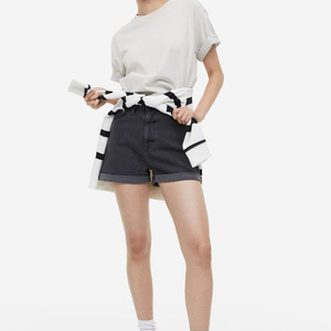 Shorts de Mezclilla de Algodón Transpirable de Cintura Ultra Alta de Alta Calidad para Mujer, Colores Atractivos, Tallas Grandes, con Decoración de Bolsillos - Product Image 1