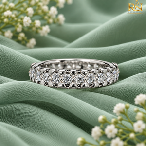 Single Row <b>Crown</b> Lab Grown Diamond Half Eternity Band Solid Gold 9K/14k/18k Ring | Luxury <b>Tiara</b> Style Stacking Fine Jewelry - Product Image 2