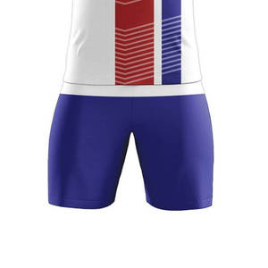 Custom Men's White Soccer Jersey With Blue Red Stripes Player 11 Sublimated Print Short Sleeve <b>Athletic</b> Fit Uniform - Product Image 2