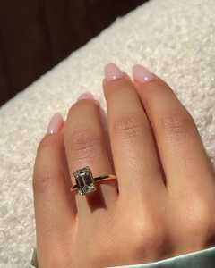 Bagues de fiançailles en diamant solitaire serti à griffes 2 carats taille émeraude, bijoux de déclaration pour mariage et anniversaire, or massif 14K 18K - Product Image 1