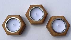 Rustic Hexagon Wooden Tealight Holder Handmade Tabletop Candle <b>Stand</b> for Dining Room and Coffee Table Decor - Product Image 3