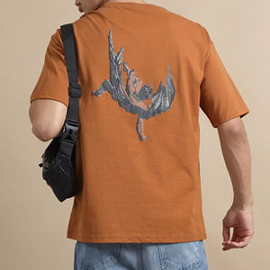 เสื้อยืดแนวสตรีทแวร์เปล่าสำหรับผู้ชายและผู้หญิงเสื้อคอตตอนกราฟิกพิมพ์ลายพัฟตามสั่ง - Product Image 4