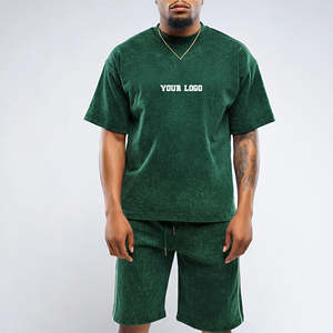 Conjunto de Pantalones Cortos de Felpa Francesa 100% Algodón con Logotipo Personalizado, Estilo Vintage, Lavado Ácido, Venta al Por Mayor - Product Image 1