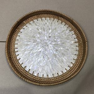 Bandejas para servir de madreperla de ratán de forma ovalada de alta calidad, superventas con mango, venta al por mayor de Vietnam a precio barato - Product Image 4
