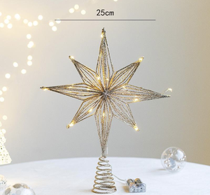 Décoration de sapin de Noël en forme d'étoile, en métal, finition dorée, pour décorations de Noël - Product Image 3