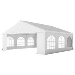 Gazebo da Giardino Bianco Resistente 6x6 Metri con Pareti Laterali, Grande Tenda per Matrimoni ed Eventi all'Aperto, Ideale per Garage e Grandi Manifestazioni - Product Image 1