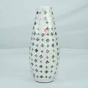 Mother of Pearl Inlay Geometric <b>Tabletop</b> Vase Luxury Eco-Friendly Bohemian Floral Home Decor - Product Image 2