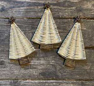 Handmade Rattan <b>Tree</b> <b>Ornament</b> Medium Hanging Rustic Christmas Decor - Product Image 1