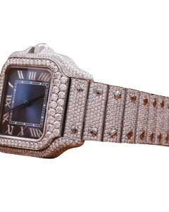 Reloj de Alta Calidad con Bisel Personalizado, Esfera Azul y Oro Blanco, Estilo Hip Hop, con Diamantes Moissanite - Product Image 3