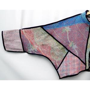 Veste bohème patchwork avec col mandarin, manches chauve-souris, en coton matelassé à la main, respirante, pour l'automne, style kantha. - Product Image 3
