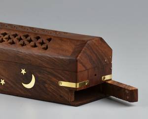 Handmade Wooden <b>Incense</b> <b>Stick</b> <b>Holder</b>/Burner - Pack of 2 Rosewood <b>Incense</b> <b>Stick</b> Box Leaf Carved Ying Yang <b>Incense</b> Cone <b>Holder</b> - Product Image 4