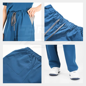 Ensemble de blouses médicales bleues pour femmes, en coton et polyester, avec poches, pour le personnel médical, très demandé. - Product Image 5