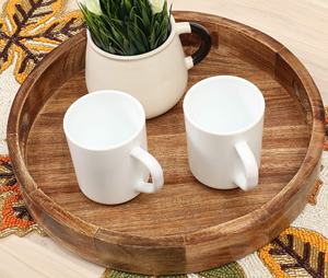 Plateau de service rond en bois d'acacia avec poignée, plateau pour le petit-déjeuner, les boissons, les aliments, les collations, le plateau à charcuterie, plateau organisateur de fromages - Product Image 5