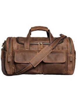 Bolsa de Viaje de Cuero Genuino Vintage, Bolsa de Mano de Gran Capacidad para Fin de Semana, Bolsa de Gimnasio con Cierre, Bolsa de Viaje para Pasar la Noche - Product Image 2