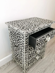 Inlay <b>Console</b> Customized Home <b>Round</b> Bone Inlay Grey Stool Floral Design Night Stand Bedside <b>Table</b> End <b>Table</b> for Living Room - Product Image 6