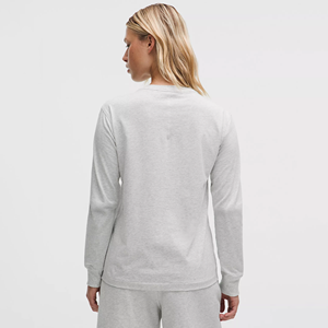 T-shirt à manches longues léger en coton 100% avec logo personnalisé, col rond, sexy, pour femmes, pour la course à pied, la gym, le fitness, le yoga, l'été - Product Image 2