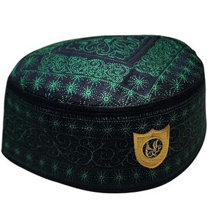 Muslim Kufi Prayer <b>Hat</b> for <b>Men</b> Skull Cap Unique Design <b>Beanie</b> Embroidered Round Topi Satin Canvas - Product Image 2