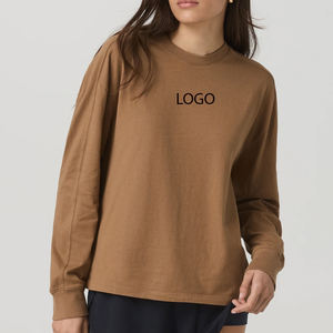Camiseta de Manga Larga para Mujer, Diseño Relajado y Cómodo, Material de Alta Calidad, Color Sólido, Estilo Moderno y Minimalista - Product Image 1