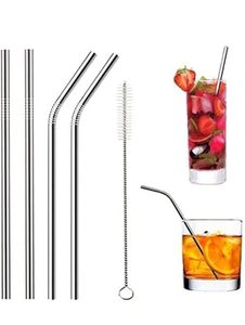 Juego de Pajitas Reutilizables de Acero Inoxidable Ecológicas de Primera Calidad al por Mayor, Accesorios para Bar, Empaque Personalizado SKI - Product Image 1