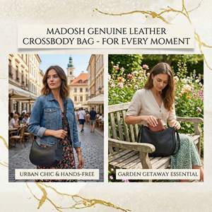 Genuine Leather Half Moon Crossbody <b>Bag</b> for Women – Small Crescent Shoulder Purse in <b>Black</b> - Product Image 4