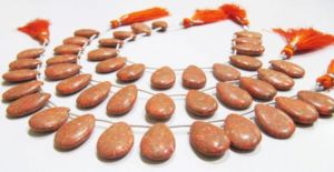 Perles en pierre turquoise cuivrée orange en forme de poire 12x20mm, brin de 8 pouces avec 14 perles vertes pour la fabrication de bijoux - Product Image 3