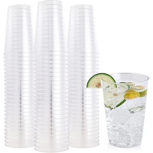 Set di 100 Bicchieri in Plastica Dura Trasparente, Riutilizzabili, per Feste e Eventi - Product Image 1