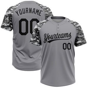 Wholesale Direct Industry Best Selling Custom Gray Vintage USA Flag-Black Two-<b>Button</b> Unisex Softball Jersey - Product Image 4